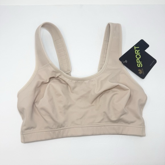 Wacoal Sport 852217 Wire Free Soft Cup Sports Bra 36DD Sand Beige Adjustable - Picture 1 of 7